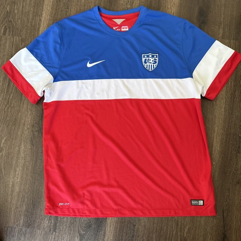 NIKE DRI FIT USA NATIONAL TEAM AUTHENTIC Soccer Futbol Jersey XXL 2014 MINT